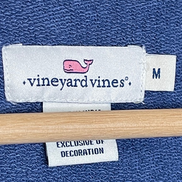 Vineyard Vines Mens Medium Blue Turquoise Whale Logo Quarter Zip Pullover - Picture 5 of 8